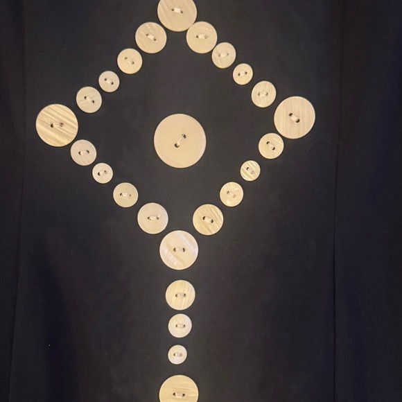 Sue Wong Black Long Sleeve Dress with Ivory Button Embellishment - Picture 6 of 7